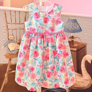 Bonnie Jean Pink and Blue Floral Dress